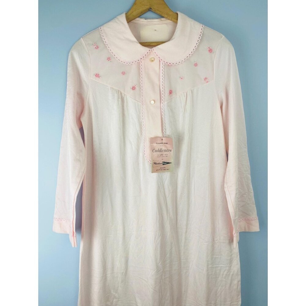 Vintage NWT Shadowline Cuddlemere Nightgown with Embroidered Detail, Size Small